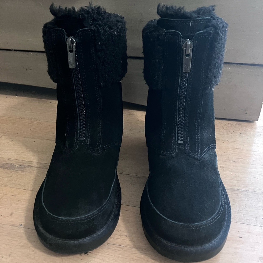 UGG Kids Black Suede Boots